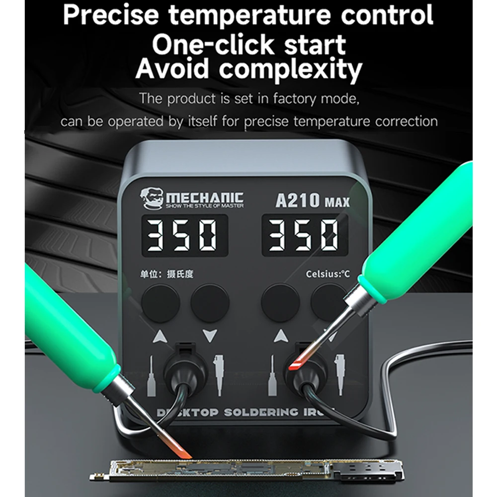 Meccanico A210 MAX stazione di saldatura a temperatura costante intelligente a doppia stazione PCB IC riparazione saldatura strumenti della stazione