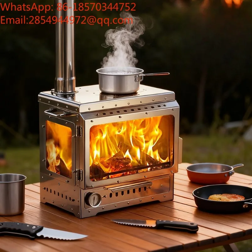 Stainless‑Steel Smokeless Tent Wood Stove Portable Outdoor Camping Heating Cooking Furnace