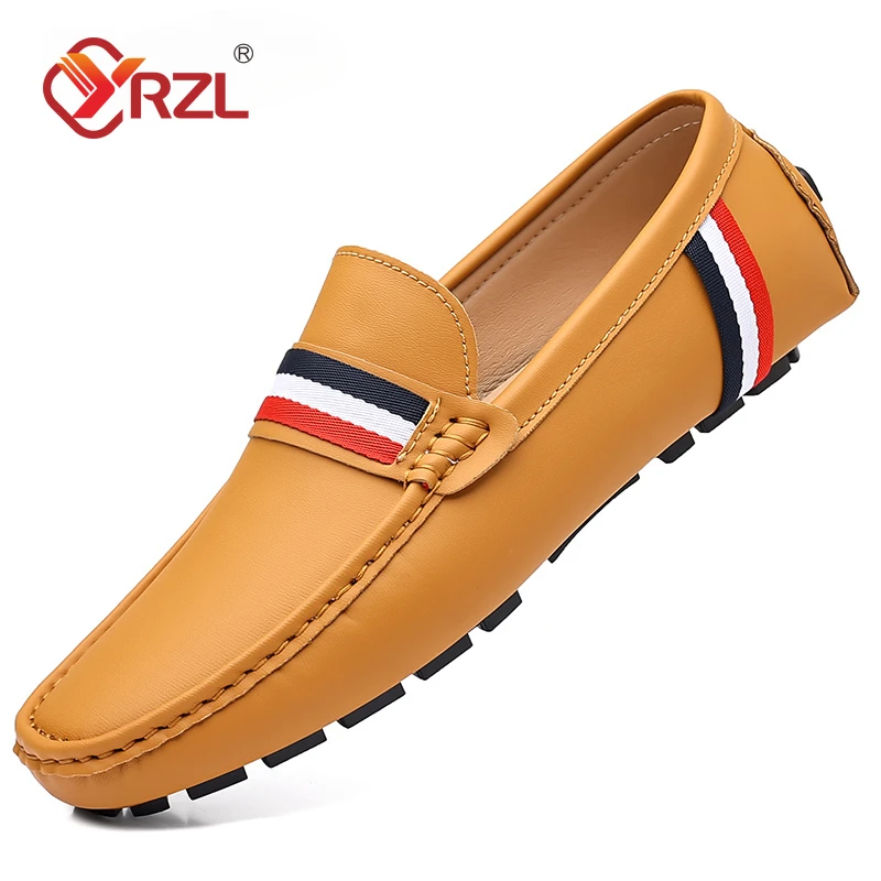 

YRZL Men's Loafers High Quality Moccasin Fashion Slip on Soft Flats Casual Leather Shoe Adult Man Footwear Handmade Boat Shoes