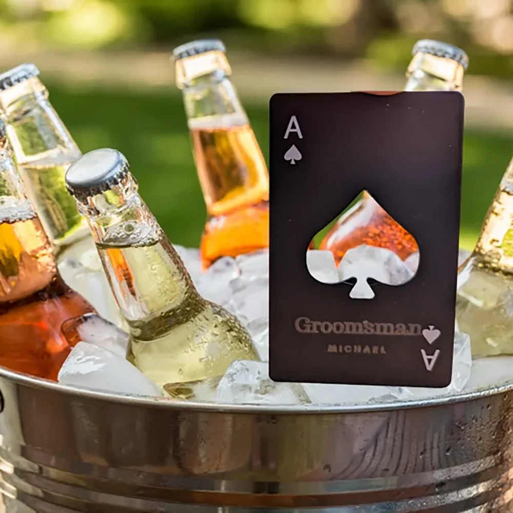 

1Pcs Personalized Bottle Opener for Groomsmen Gift Playing Card Bottle Opener Wedding Preparations Unique Holiday Gift Hen Party