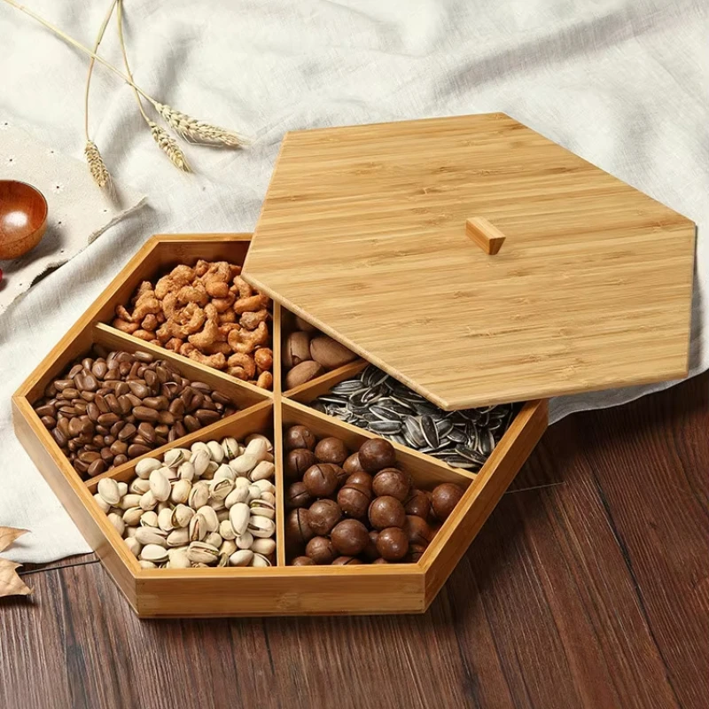 Dried Fruit Box with Lid Living Room Dried Fruit Plate Nut Plate Chinese New Year Snacks Candy Box Storage Home Decorations