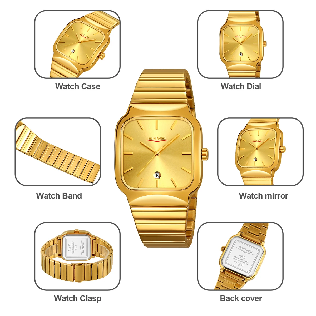 SKMEI Fashion Luxury Design 3Bar Waterproof Time Clock  Wristwatches Business Movement Quartz Watches For Men Women Sports Watch