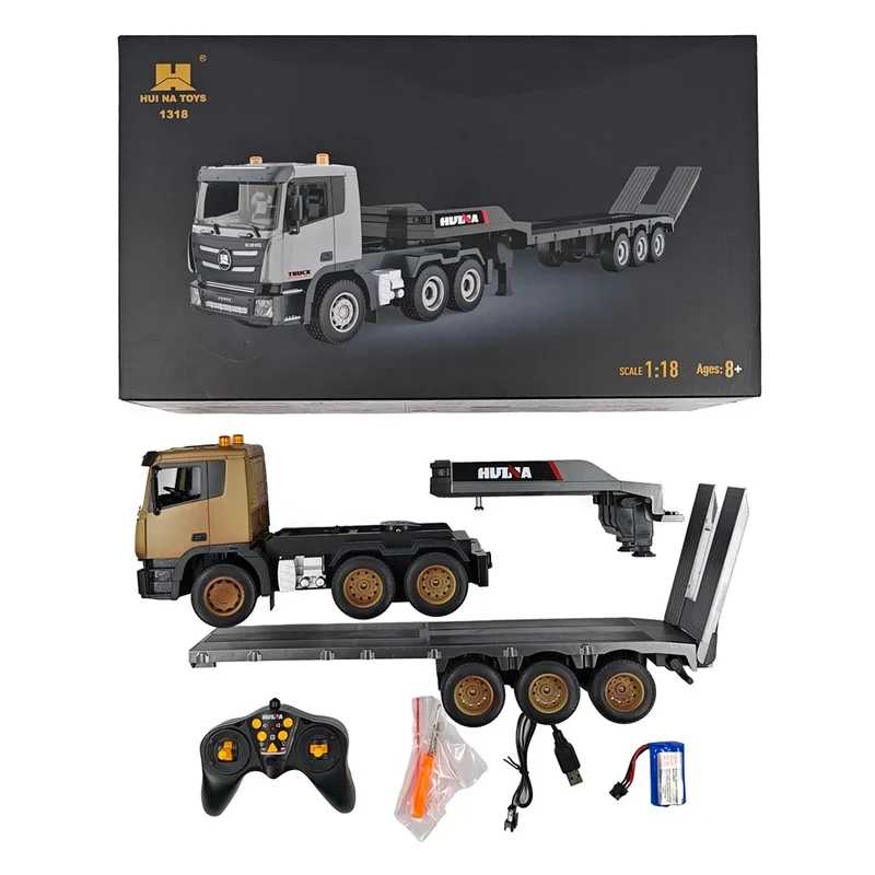 Huina Delin 1318 – remorque à plat, série d'ingénierie, télécommande à neuf canaux, véhicule d'ingénierie de Simulation, voiture jouet électrique