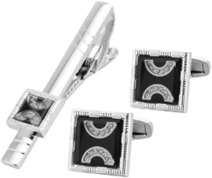 Jewelry Men's CufflinksStyle Men's Shirt Tie Clip Sleeve Nail Set Men's Business Formal Wear Tie Clip Cufflink（ Including Gift Cufflink Box）