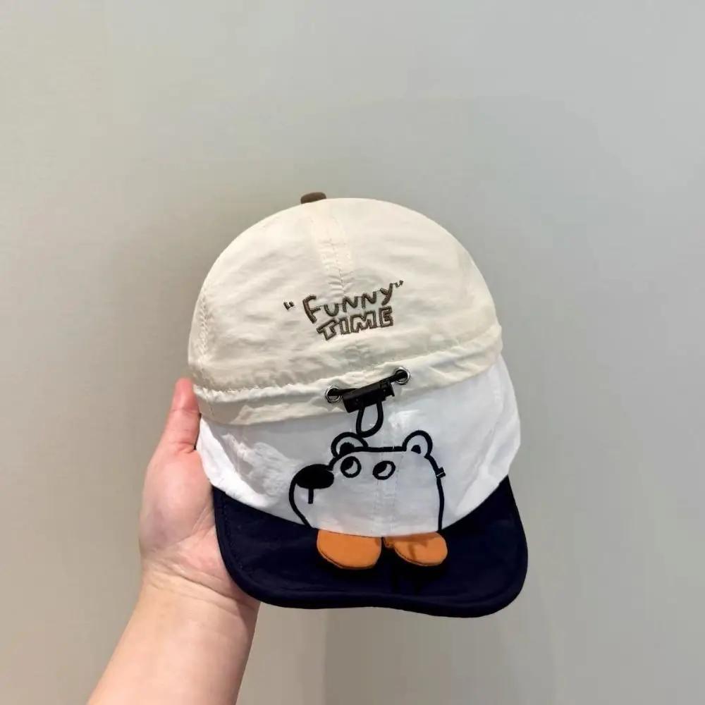 

Summer Short Brim Cartoon Bear Baby Hat Quick Dry Casual Newborn Sun Hat Breathable Cotton Kids Peaked Caps Boys/girls