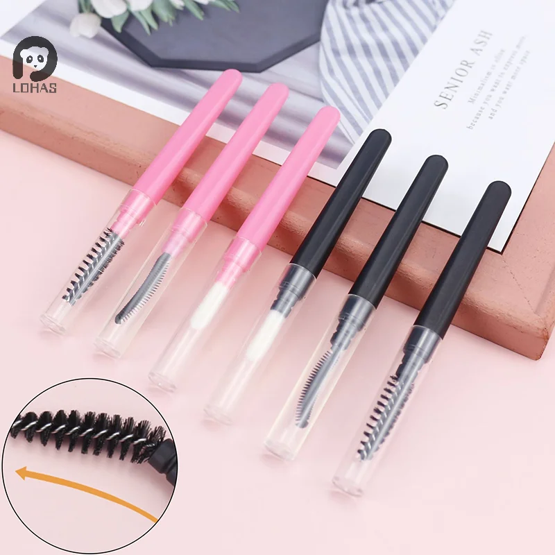 1 قطعة فرشاة الحاجب الحلزونية القصيرة المحمولة مع غطاء غبار شفاف رمش مشط الشفاه فرشاة الحاجب تمديد ماكياج أداة