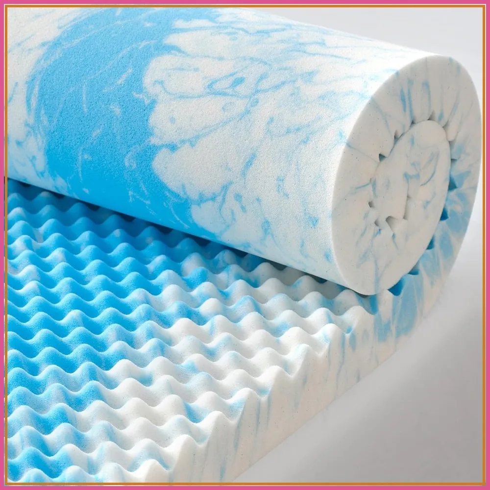 

2 Inch Egg Crate Memory Foam Mattress Topper Full Size, Soft Bed Pad for Back Pain Relief, CertiPUR-US Certified, Blue