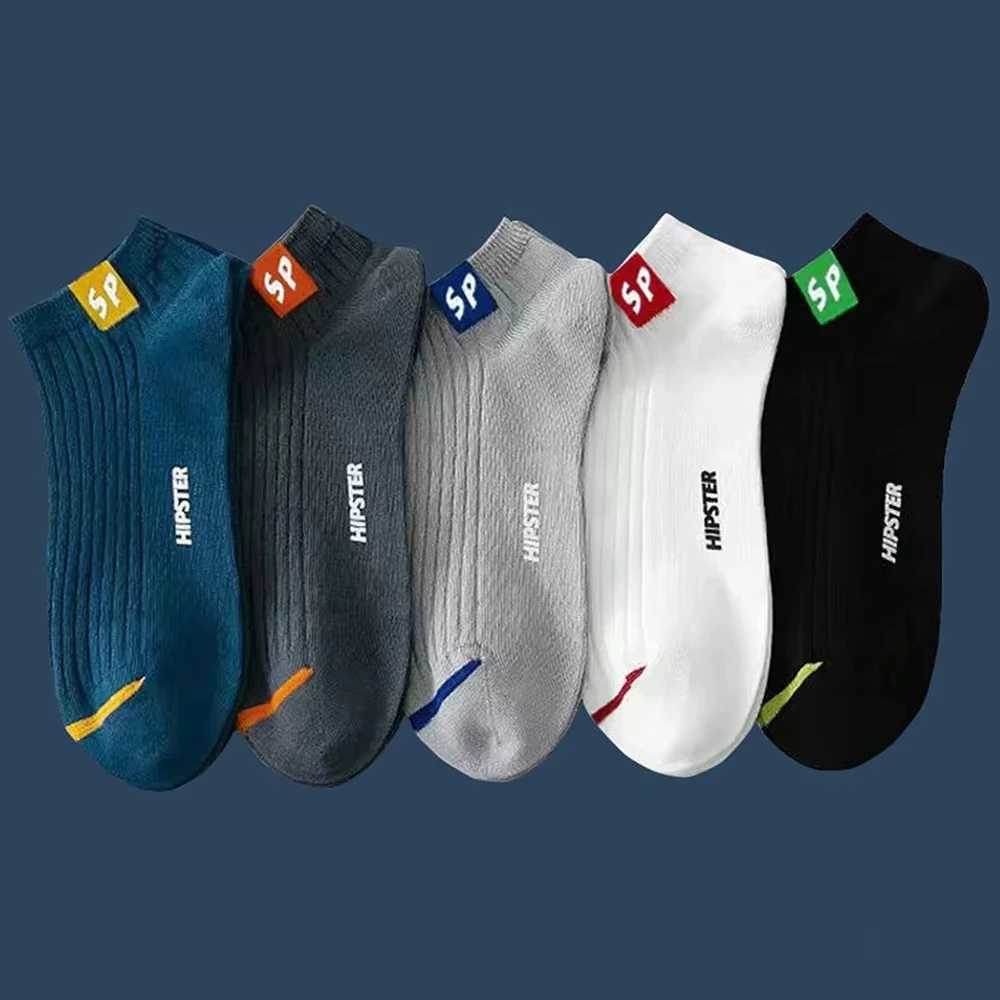 5 Pairs Mens Ankle Socks Set Low Cut Breathable Soft Comfortable Anti Odor Sweat Absorbing Sport Socks Daily Wear