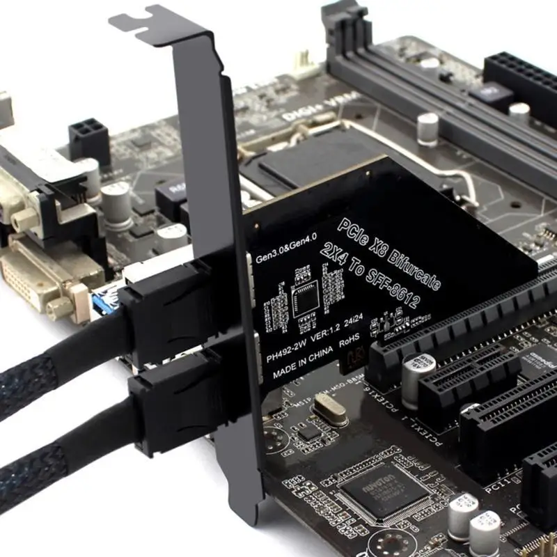 

Y1UB PCIe 4.0X8 для Oculink SFF 8611 8612 Расширение хост-адаптера Внешний твердый диск