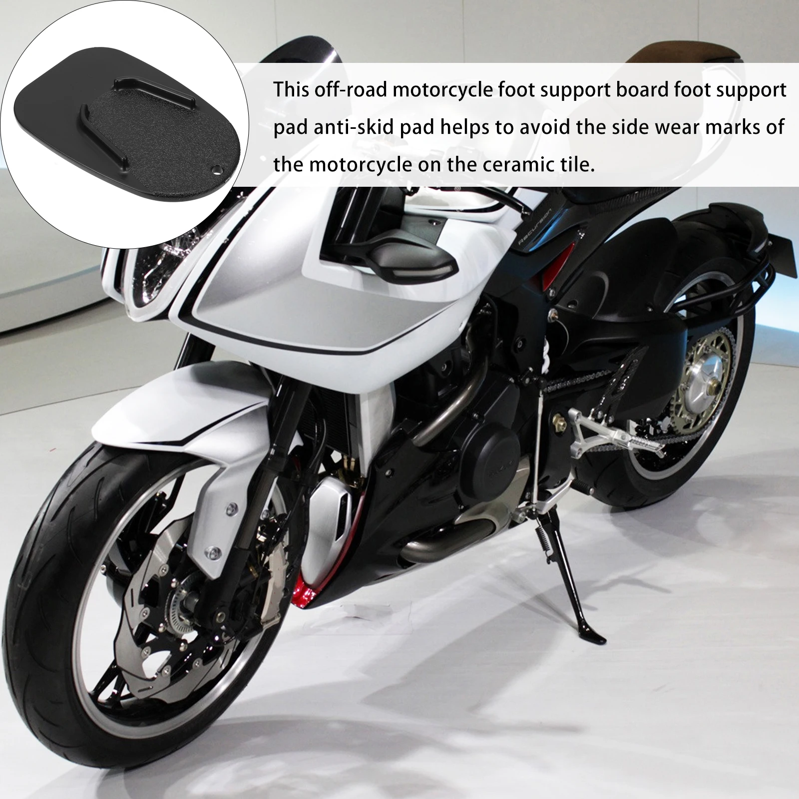 

Durable Motorcycle Kickstand Pad Non Slip Side Support Plate Heat Resistant ABS Material Long Use Parking Tool Fits Easily