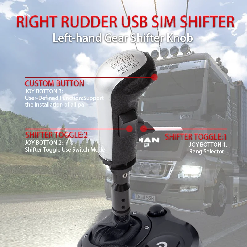 Prawy ster kierunkowskazów, lewy dźwignia zmiany biegów, gałka zmiany biegów do ETS2 ATS Game Shift Head Euro Truck Simulator, kompatybilna z Logitech G923 G29 G27 MOZA HGP SQ — zdjęcie produktu 2