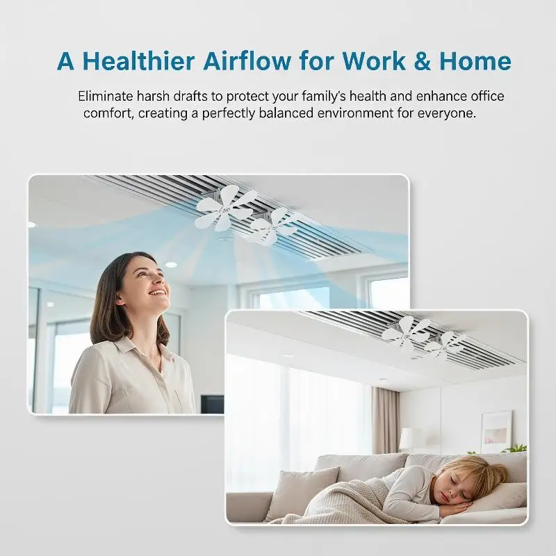 1Pcs No Power Silent 6 Leaves Ceiling Fan Air Conditioner Wind Guide Accessories Anti-Condensation For Camping Dormitory Tent