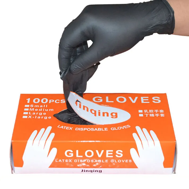 10/50/100pcs Disposable Nitrile Gloves Thickened Black Latex Free Tattoo Cleaning Protective Glove For Work Kitchen Cooking Tool