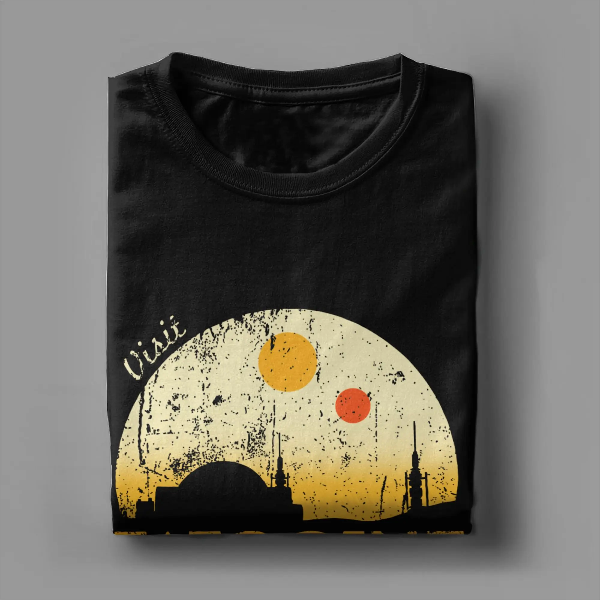 الرجال خمر الغروب بانكيت تي شيرت ملابس علوية من القطن الخالص الفكاهة قصيرة الأكمام Crewneck تيز كبيرة الحجم تي شيرت