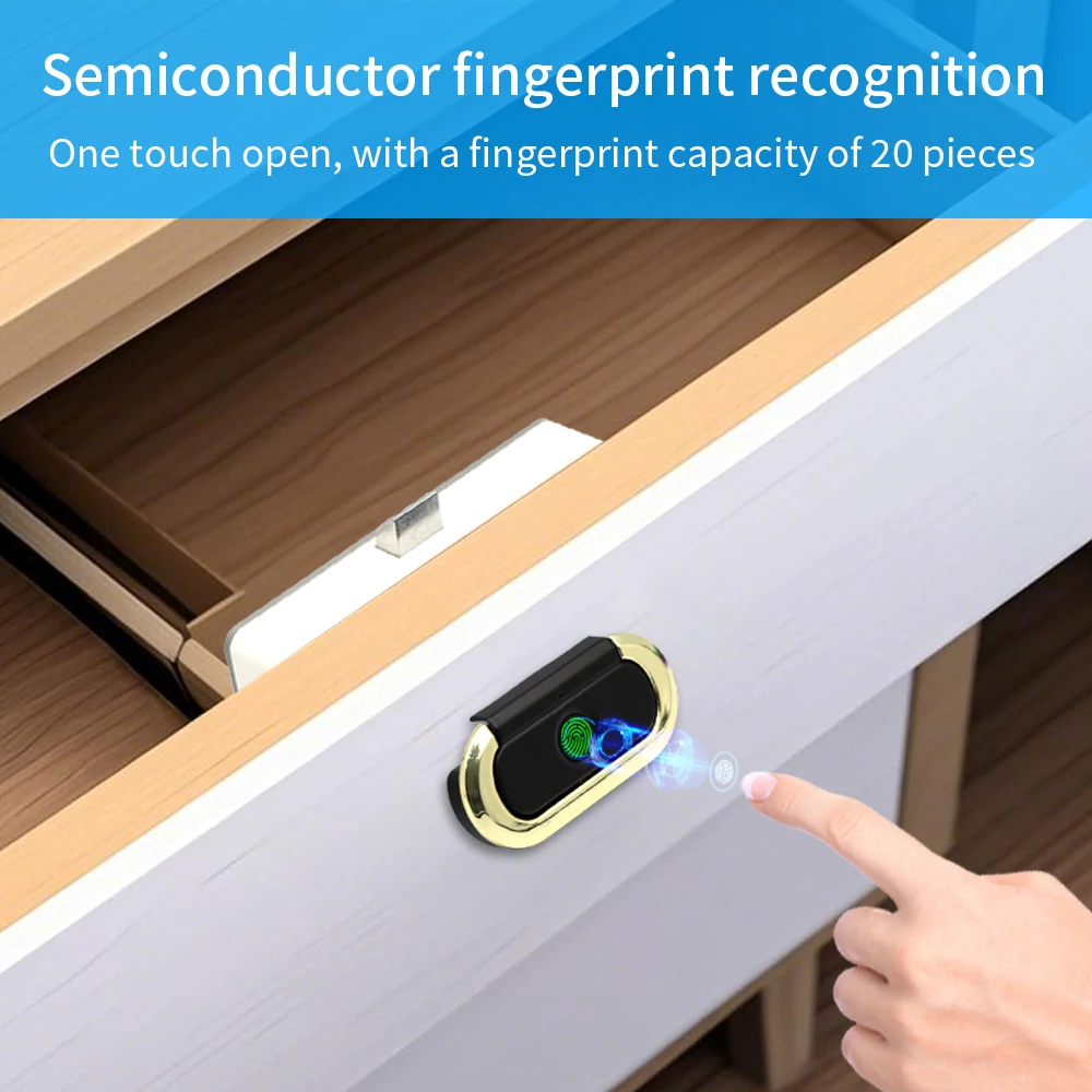 Hidden Electronic Drawer Lock Privacy File Storage RGB Indicator Keyless Fingerprint Cabinet Lock for Drawer Wardrobe Locker