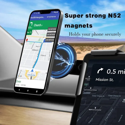 Imagen 2 del producto Soporte de teléfono de coche TEEQ para Tesla Model 3 Y soporte de teléfono magnético ajustable marco de soporte de teléfono lateral de pantalla de coche