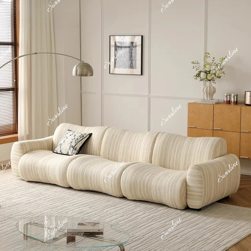 

French cream style living room small apartment creative bamboo combination color-blocking fabric sofa