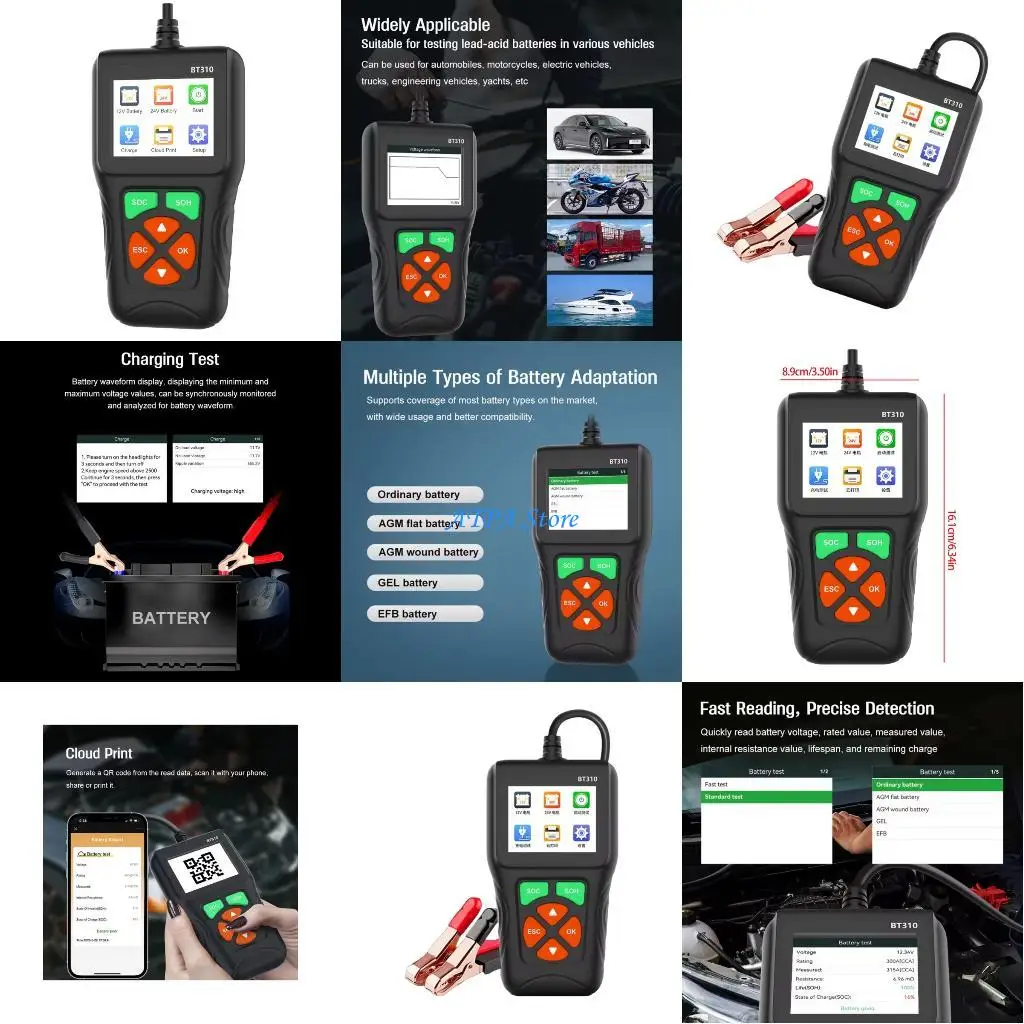 

U13C Global 12V 24V Battery Testing Device For Automotive Maintenance Highlighting Permanent Plan And PC Connection