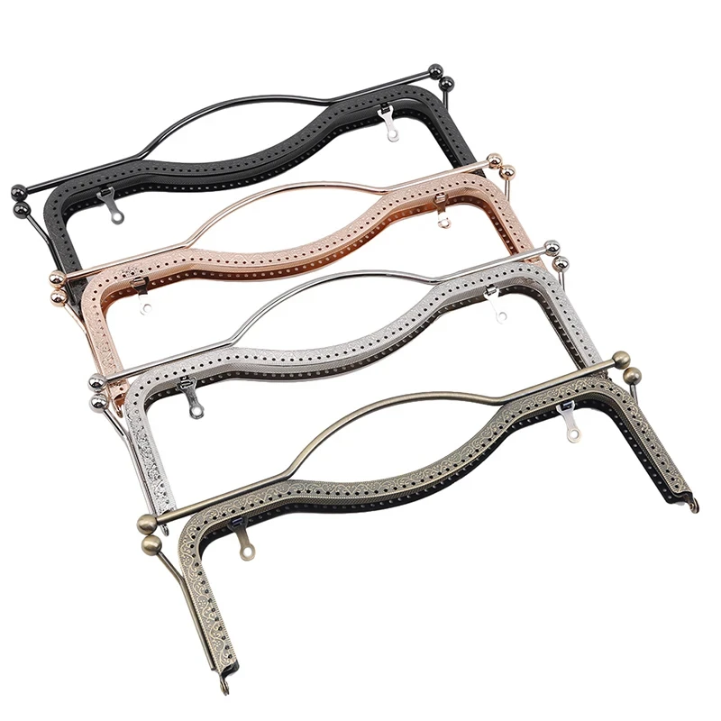 27CM Concave Rectangle Retro Metal Handle Clutch Bag Kiss Clasp Lock Purse Frame For Bag DIY Handbag Craft Hardware Accessories