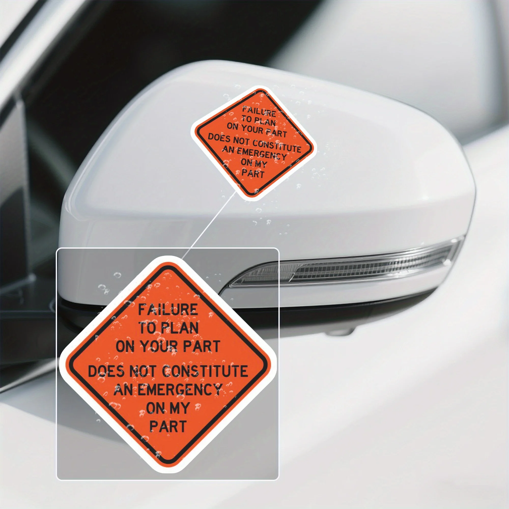 

1 шт., оранжевая наклейка в стиле предупреждения «Failure To Plan», водонепроницаемый винил для зеркала заднего вида автомобиля