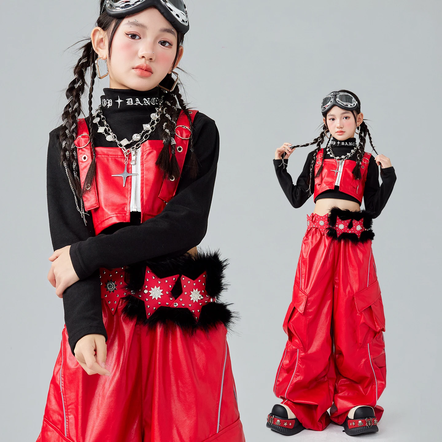 

Детская уличная одежда, костюм для бальных танцев, одежда для групповых джазовых танцев для девочек, костюм Kpop, наряды для выступлений на сцене, XS10718