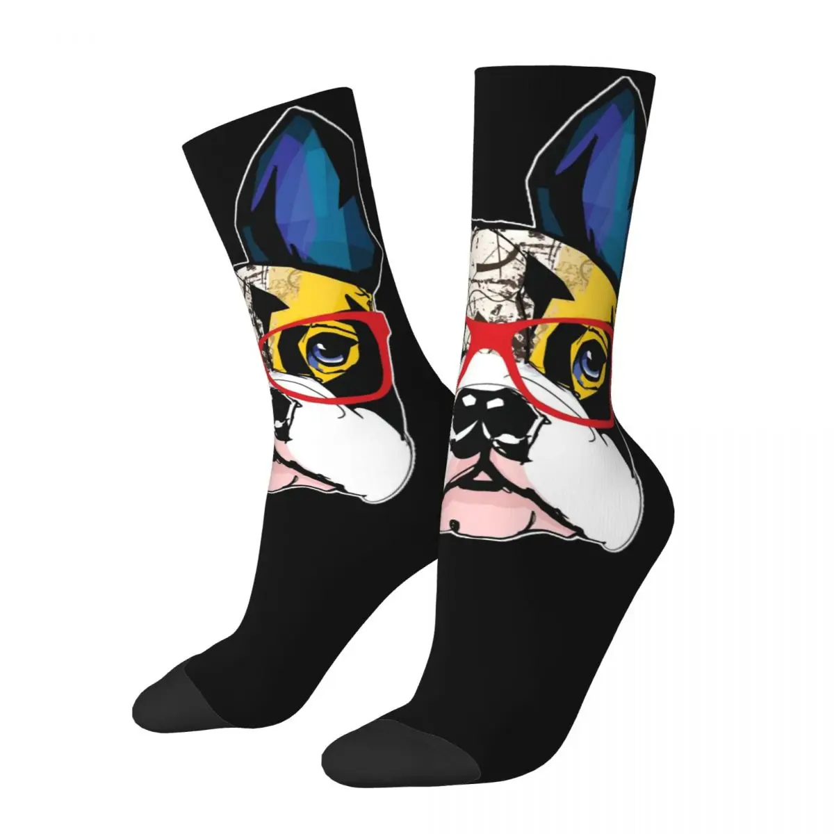 Chaussettes de cyclisme unisexes, motif d'animaux de compagnie mignons, impression 3D, style de rue heureux, chaussettes en élan, sans marque, bouledogue