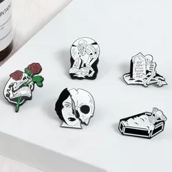 horriable skull skeleton Enamel Brooch Heart Love Miss Valentine Alloy Pins Badge Clothes Accessories Women Jewelry Gifts