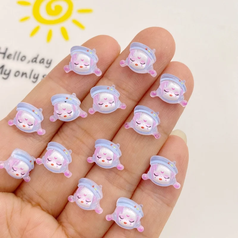 50Pcs New Cute 10 * 12mm Mini Resin Girl Flat Back Ornament Biżuteria do manicure Akcesoria do włosów