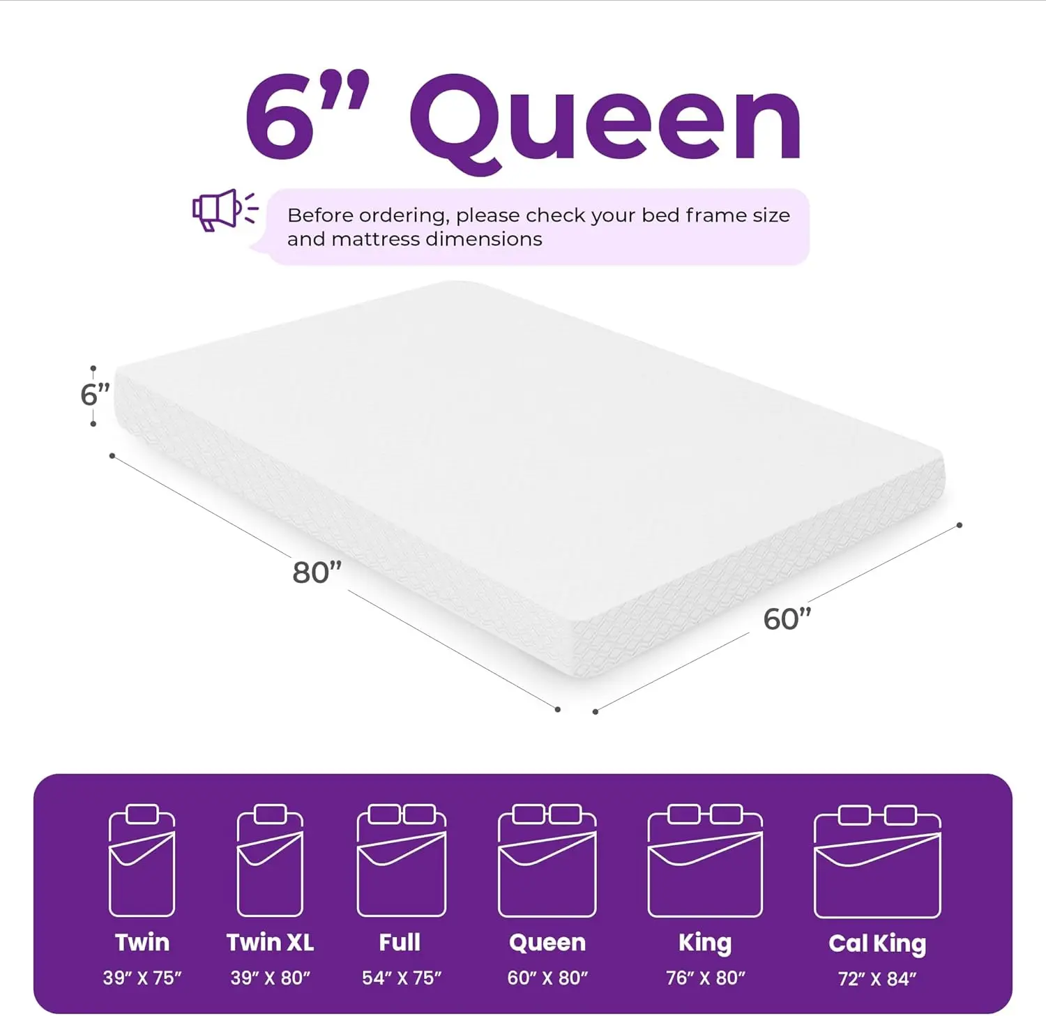 6-inch large cold memory mattress, stress relieving cool sleep mattress, fiber comfortable support (large size)