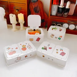 Creative Multifunctional Cute Sticker DIY Press Organizer Desktop Makeup Sorting Storage Box Student Stationery Storage Supplies