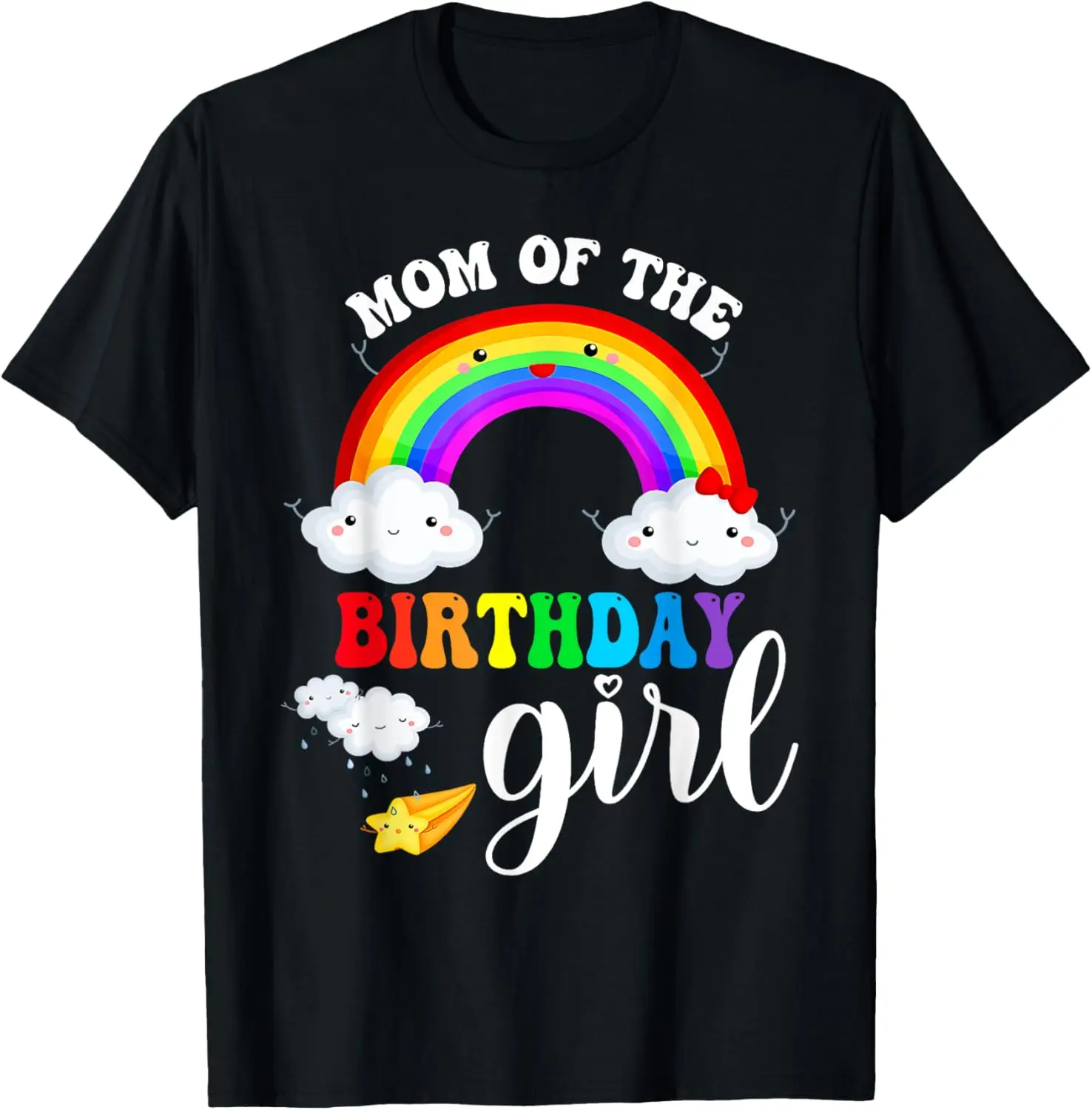 Mom of The Birthday Girl Rainbow B-Day Matching Family T-Shirt