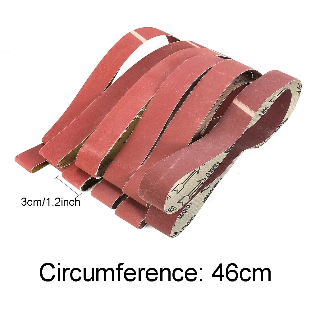 6pcs Fine Grit Sanding Belt Aluminum Oxide Sandpaper Sander Abrasive 180 240 320 400 600 800 Grit 3x46cm Abrasive Tools