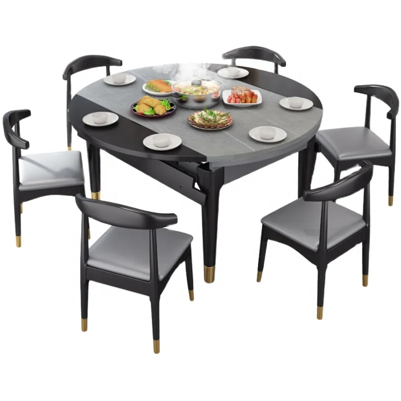 

Cheap Nordic Solid Wood Extendable Design Home Dining Room Furniture Set Dinner Table with Chairs