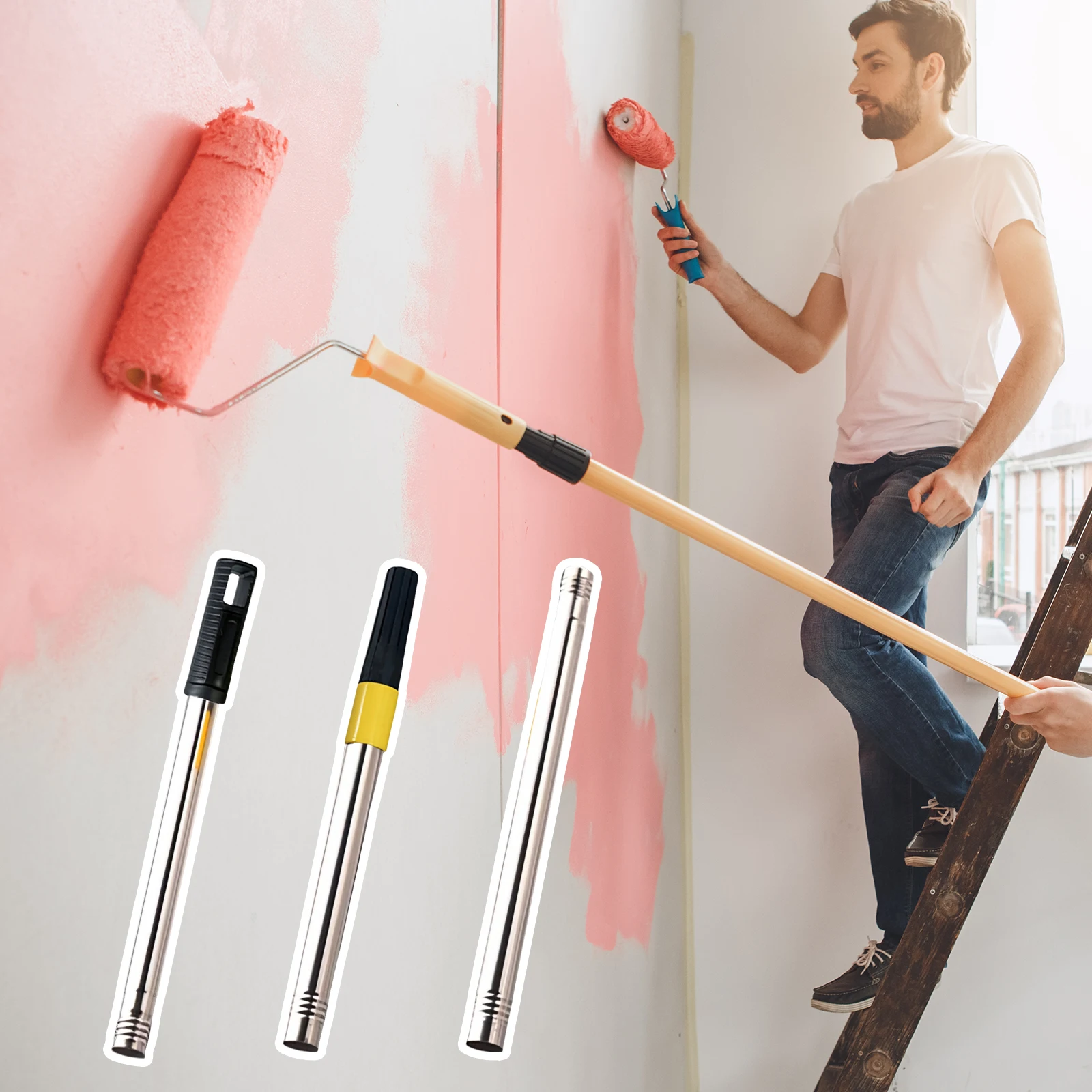 Stainless Steel Telescopic Rod Lightweight Multi-Purpose Telescoping Pole for Ceiling Cleaning Tidying Home Outdoors Use