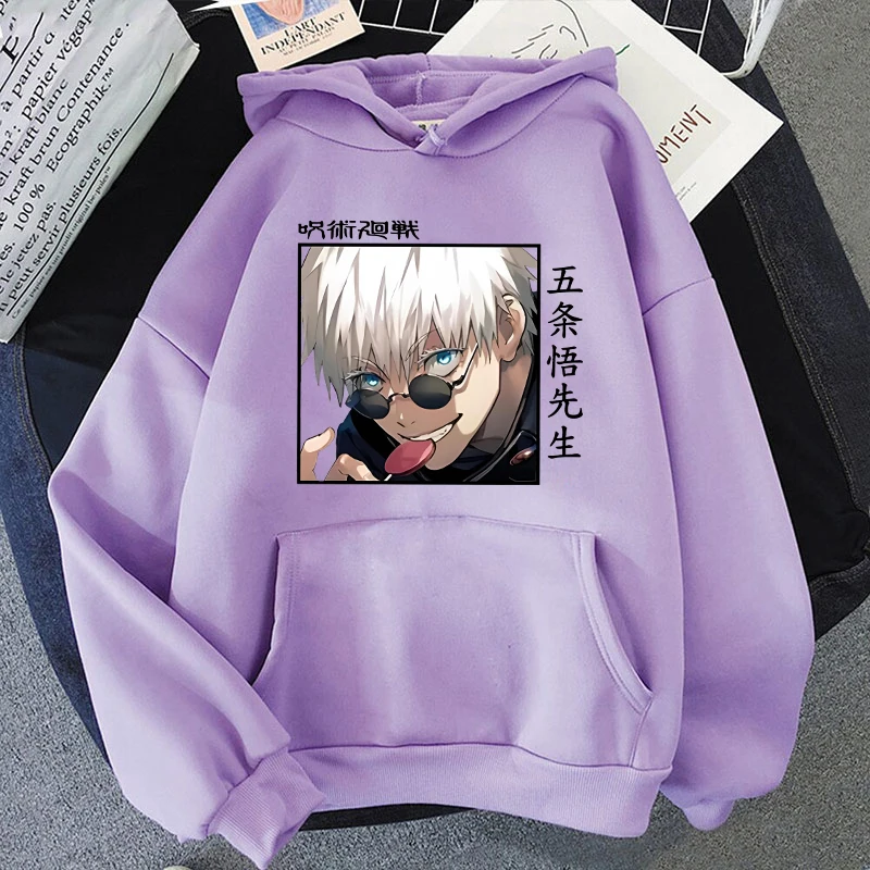 New Anime Hoodie Cool Gojo Satoru Printed Round Neck Long Sleeve Streetwear Men/Women Fashion Casual Loose Pullover Harajuku Top