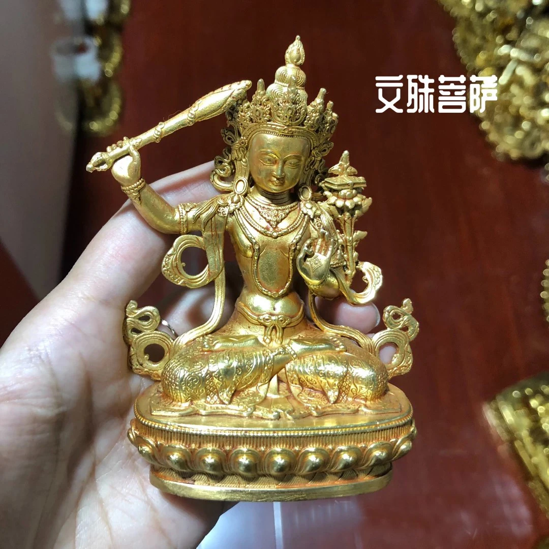 Buddhism good gilding Buddha statue HOME family effective protection high grade GUAN YIN Bodhisattva Manjusri Buddha statue
