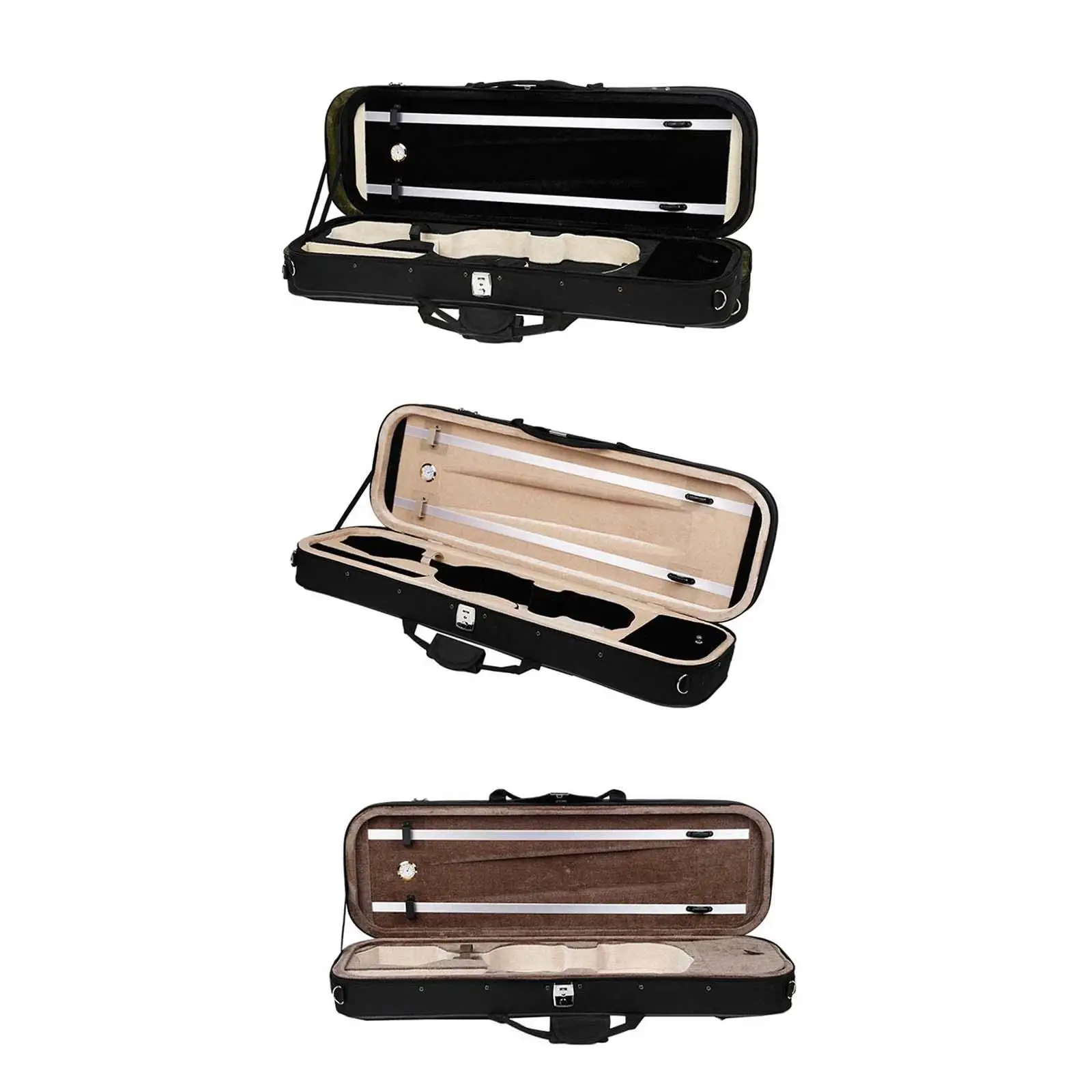 4/4 Full Size Violin Travel Case with Hygrometer Versatile High Density Foam Rectangular Adjustable Shoulder Straps Hard Case