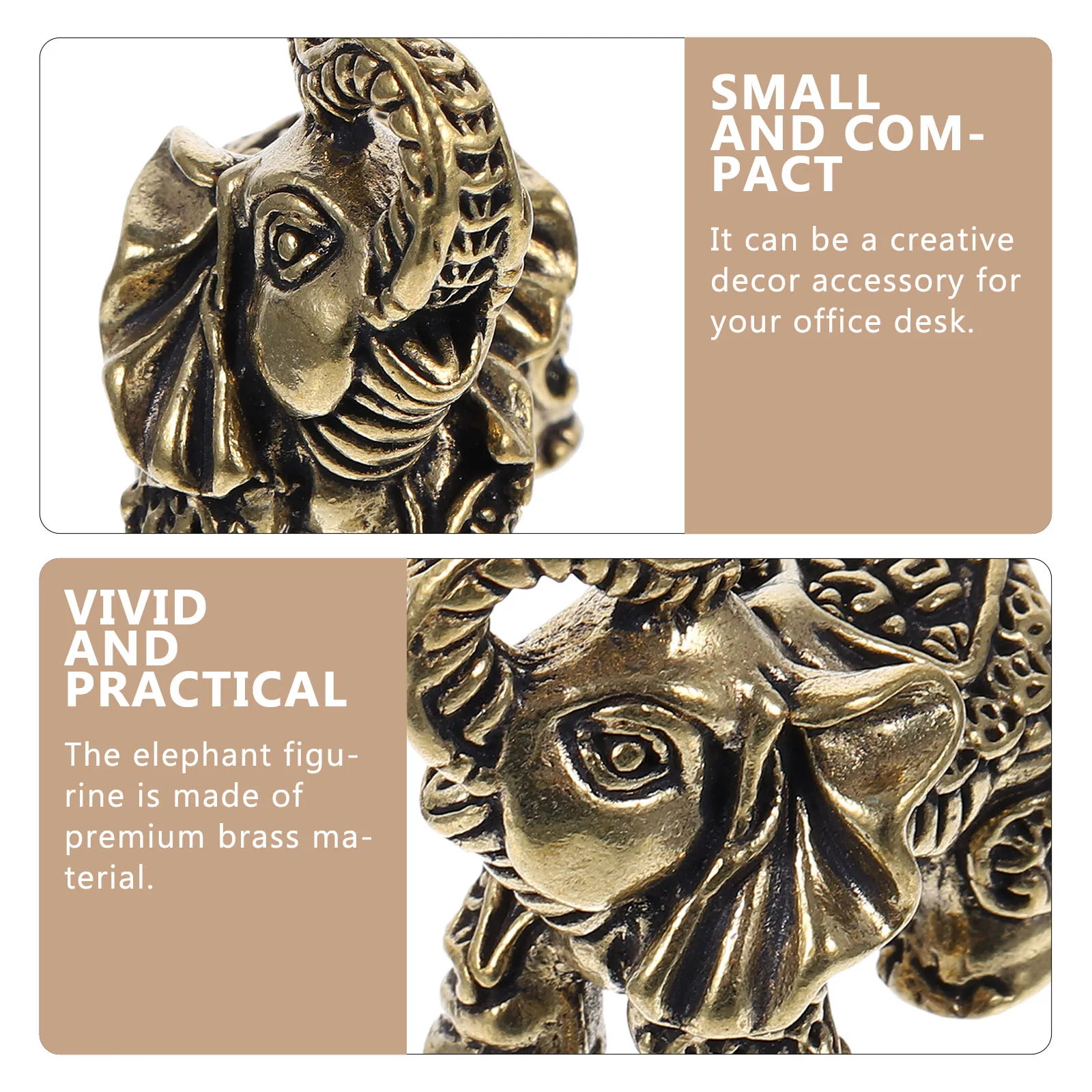 

Brass Elephant Solid Retro Desk Decor Mini Sculpture Vintage Animal Statue Indoor Vintage Animal Statue Decor