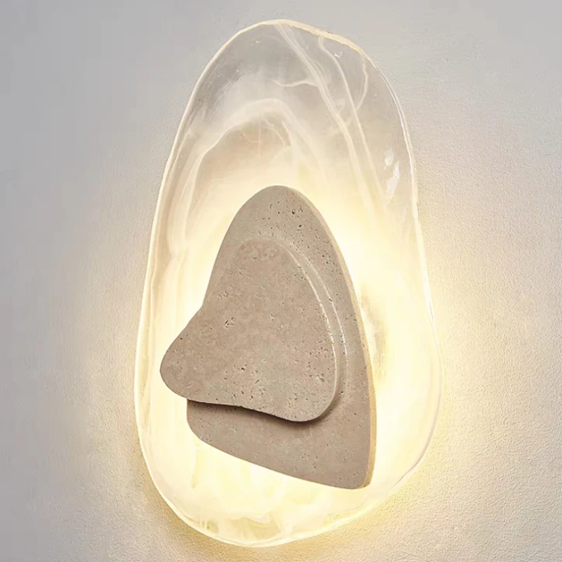 Real Stone Wall Lamp Room Decoration Glass Indoor Home LED Light For Bedroom Stairs Kitchen Aisle Atmosphere Sconce