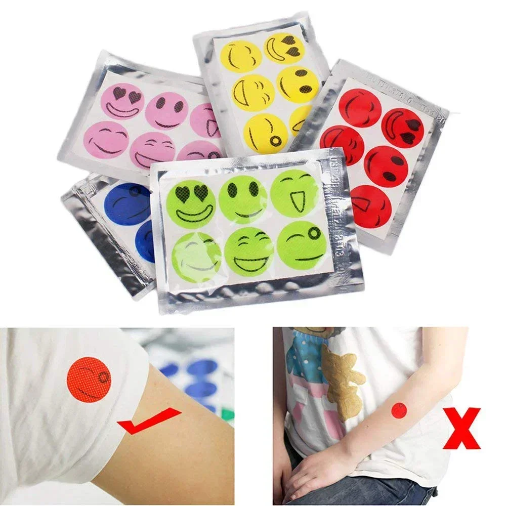 60/120 Pcs 100% Natural Non Toxic Stickers for Children Women Men Random Pattern Smiling Face Drive Repeller
