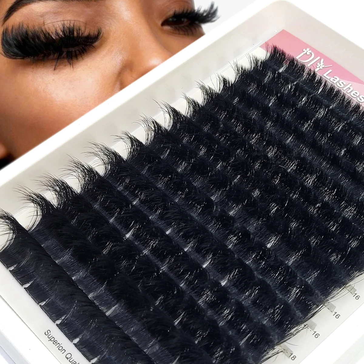 HBZGTLAD 8D Luxuriöse Flauschige DIY 80D-300D Wimpernbüschel 10-20mm Gemischte Länge Wimpernverlängerung 0,07mm Russische D-Curl Dicke