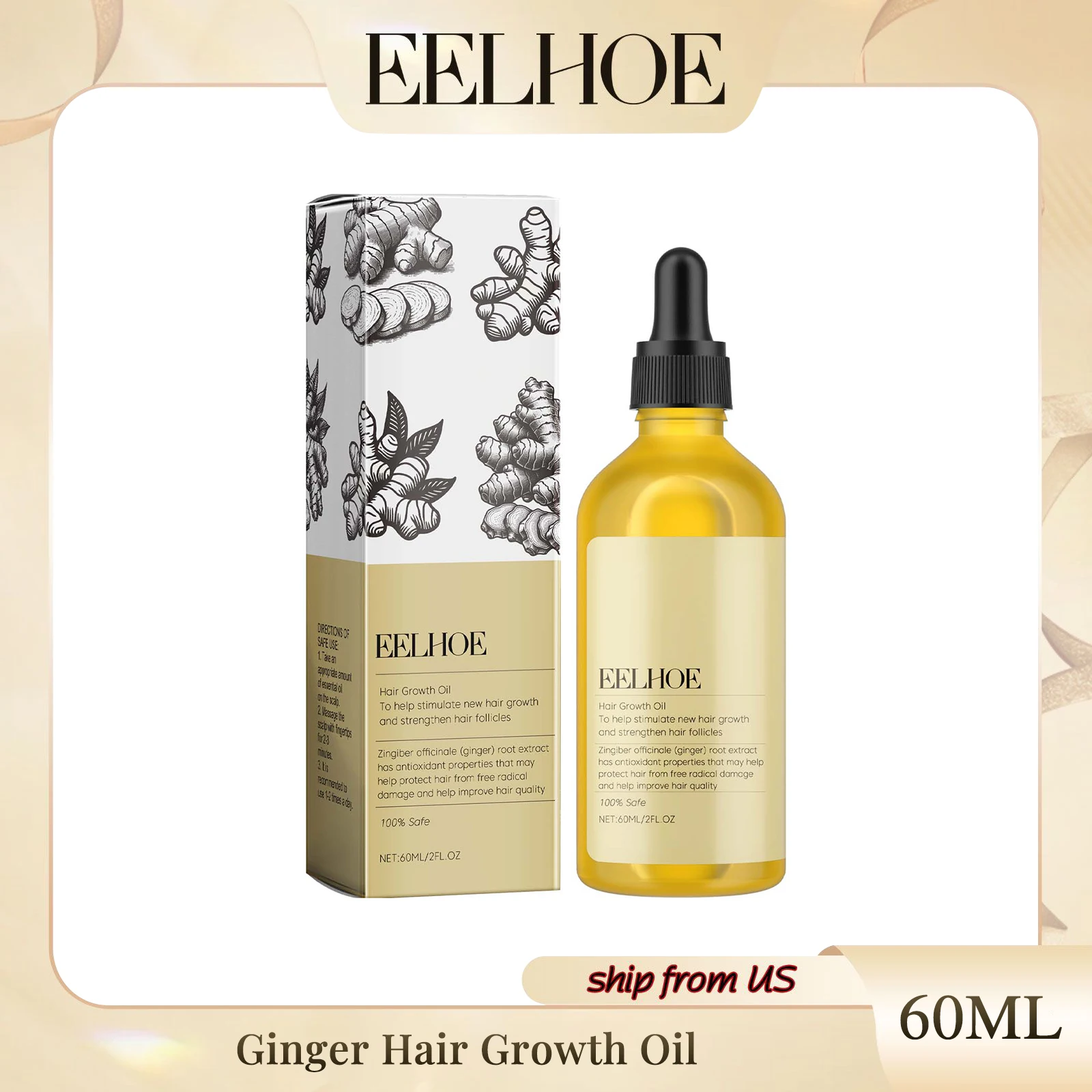 Ginger Hair Growth Oil Deeply Nourishes Scalp Promotes Scalp Blood Circulation Prevents Hair Loss Scalp Care Essential Oil