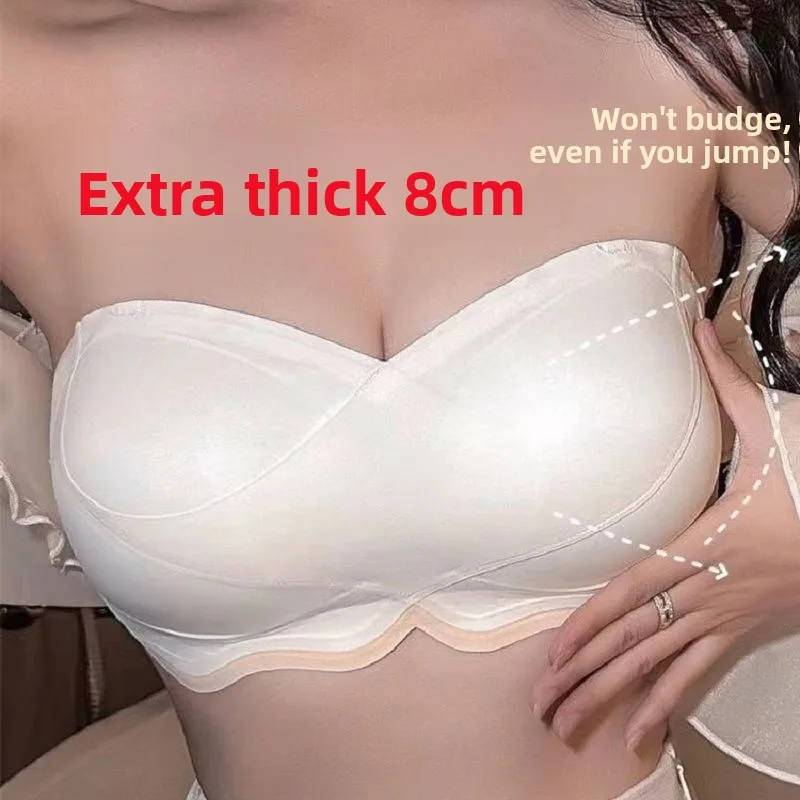 

Бюстгальтер-невидимка с эффектом пуш-ап 8 см для небольшой груди, ультра-мягкий бюстгальтер-бандо с защитой от скольжения, беспроводной самоклеящийся бюстгальтер для чашки A
