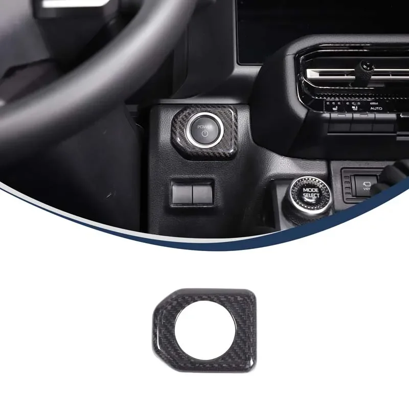 For Toyota Land Cruiser Prado 250 LC250 2024+ Real Carbon Fiber Car One-click Start Button Decorative Cover Sticker  Accessories