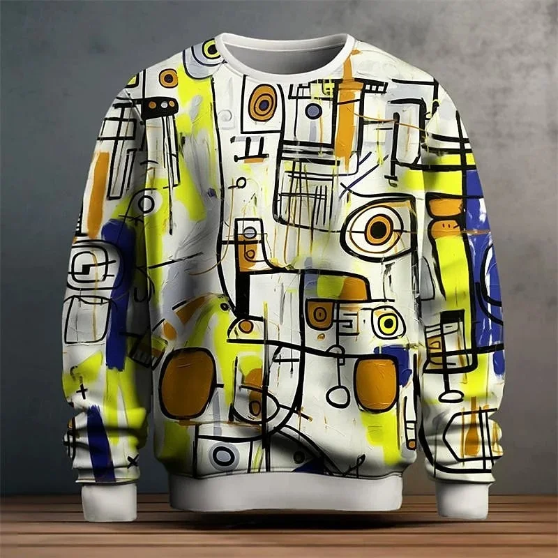 Colorful Graffiti Men\'s Hoodie New Oversized Men\'s Wear3D Printed Pattern Pullover Fashion Men\'s Clothing Autumn Mens Sweatshirt