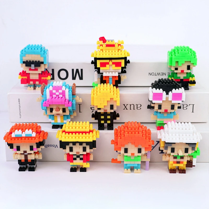 ONE PIECE M195 M207 5004 Mini Building Blocks Sun God Nika Luffy Zoro Ace Buggy 3D Anime Cute Model Assembly Doll Gift