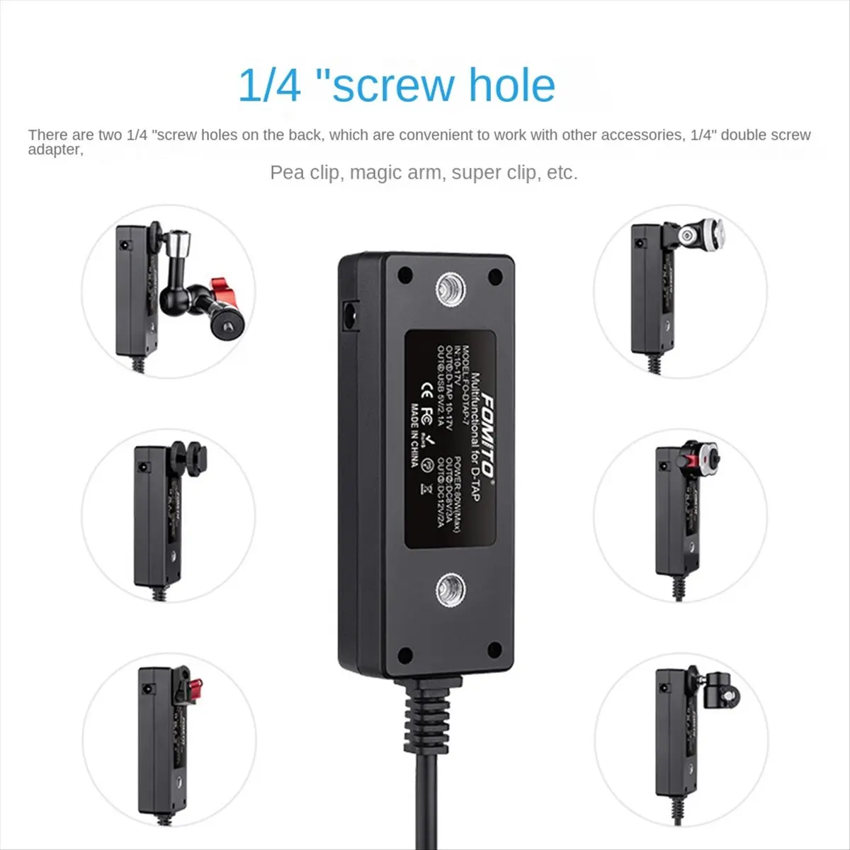 RISE- D-Tap to 4 Female D-Tap 2 DC USB Output Power Cable Distributor Splitter Hub Box for Anton Bauer V Mount Batteries
