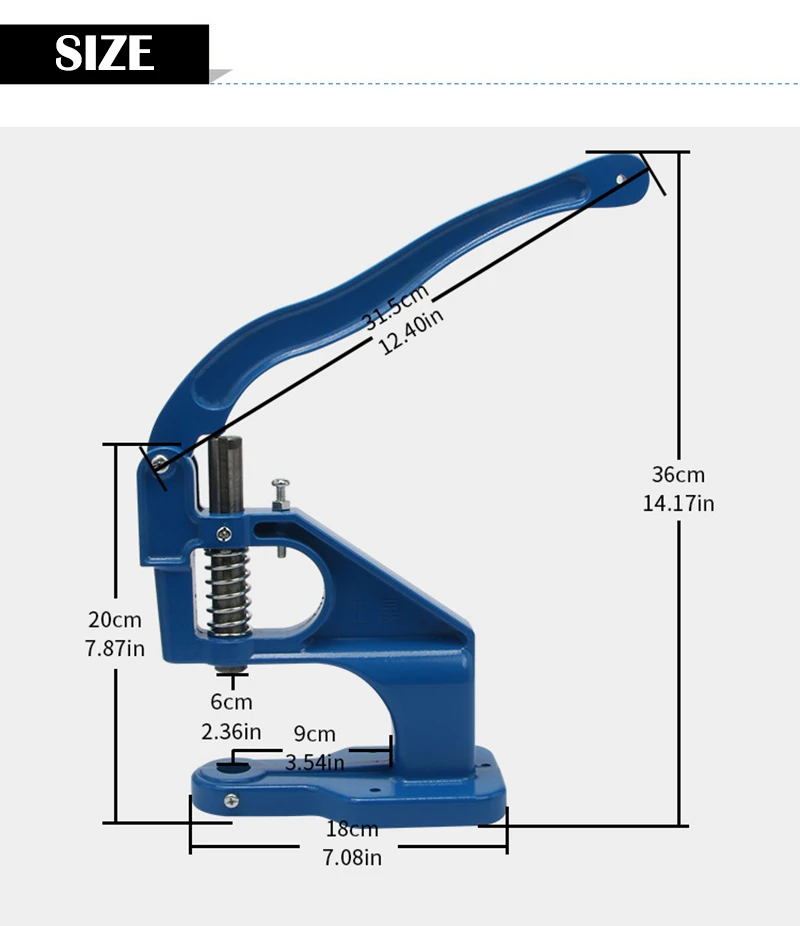 Aluminum Lightweight Hand Press Machine Installation Tool Press 6 Colors Mold For Eyelets/Rivet/Buttons/Drilling/Buckle/Punching