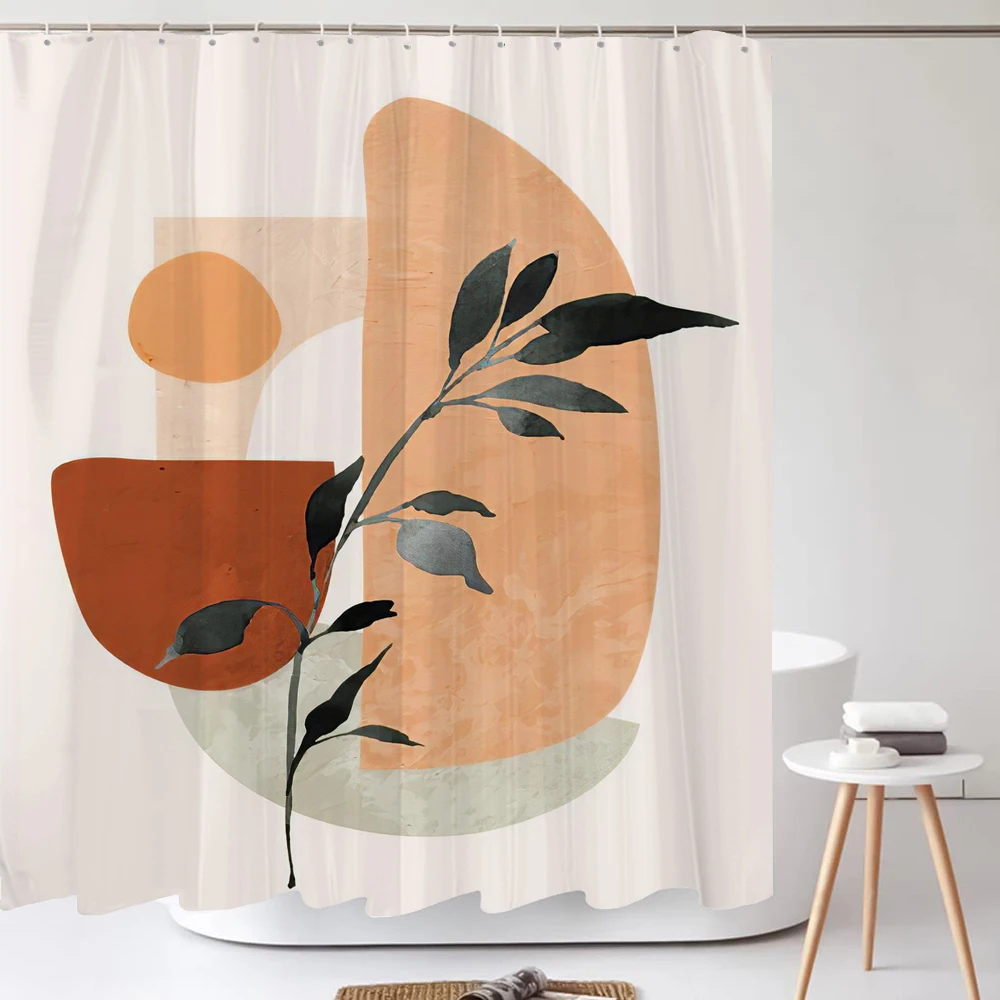 Bathroom Curtain Abstract Bohemian Shower Curtain Medieval Minimalist Art Polyester Fabric Bath Curtain 180x180CM with Hooks