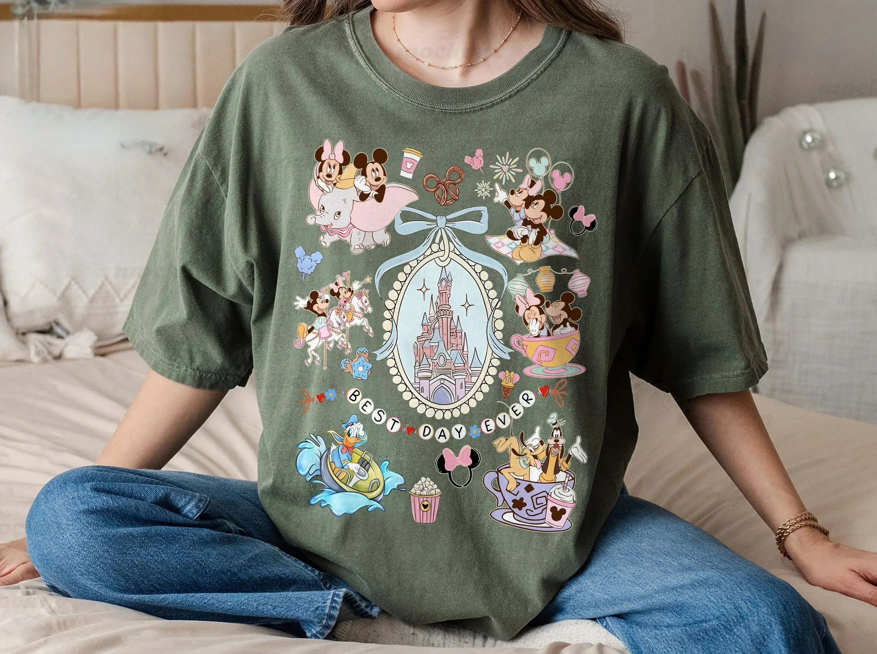 ساحر مرآة سحرية ديزني القلعة قميص ماجيك المملكة فتاة ديسكو فتاة السفر قميص المرأة موضة عادية تنفس تي شيرت